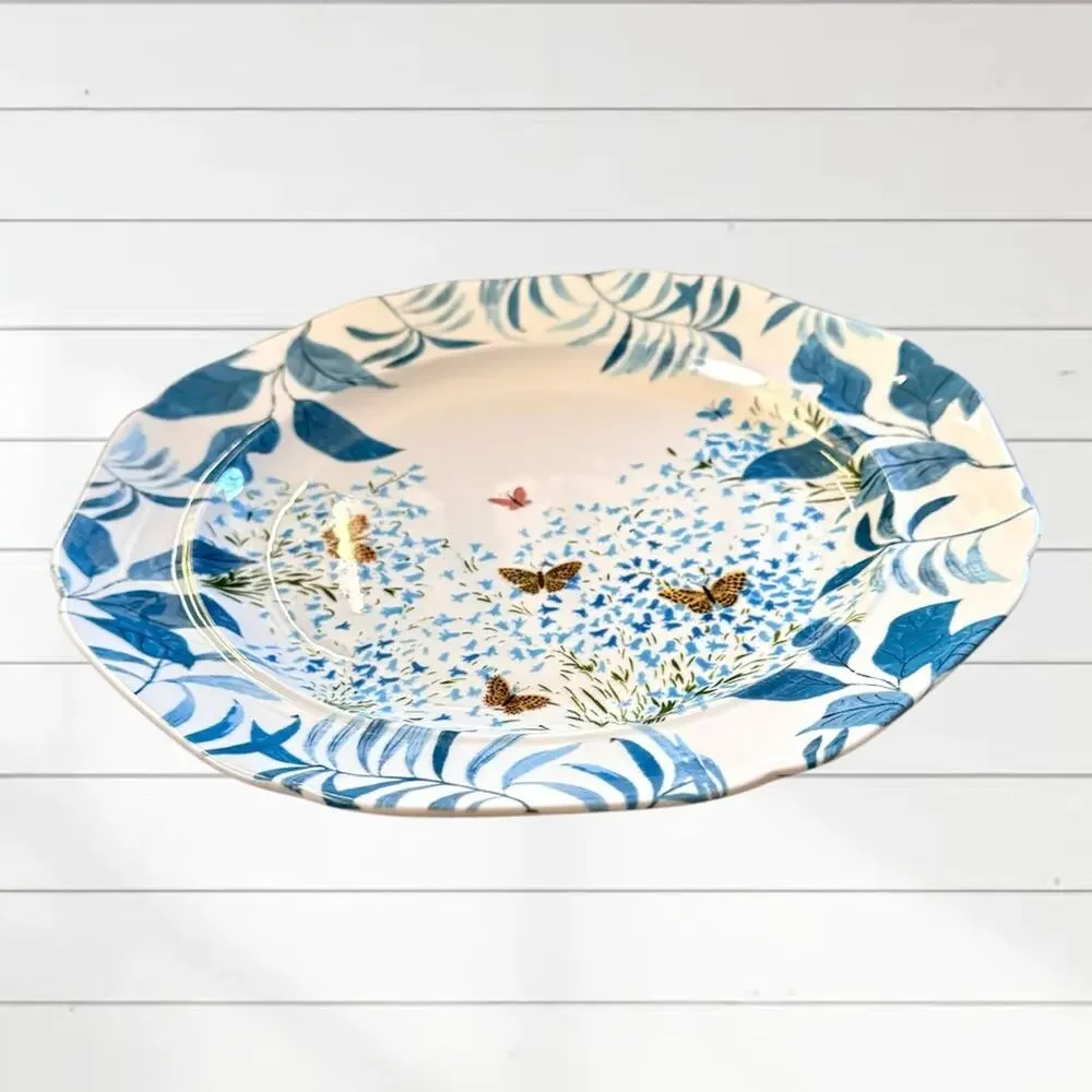 Paule Marrot for Anthropologie Francaise Floral Butterfly Dinner Plate Ceramic